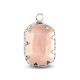 Crystal glass charm rectangle 13mm Pink-silver